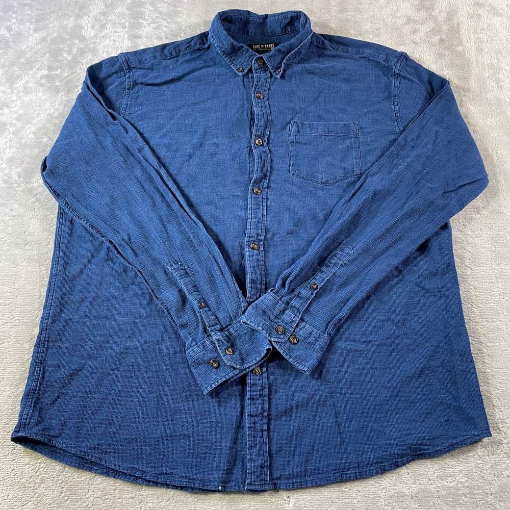 Line of Trade Shirt Mens 2XL Indigo Blue Casual Preppy Long Sleeve Workshirt